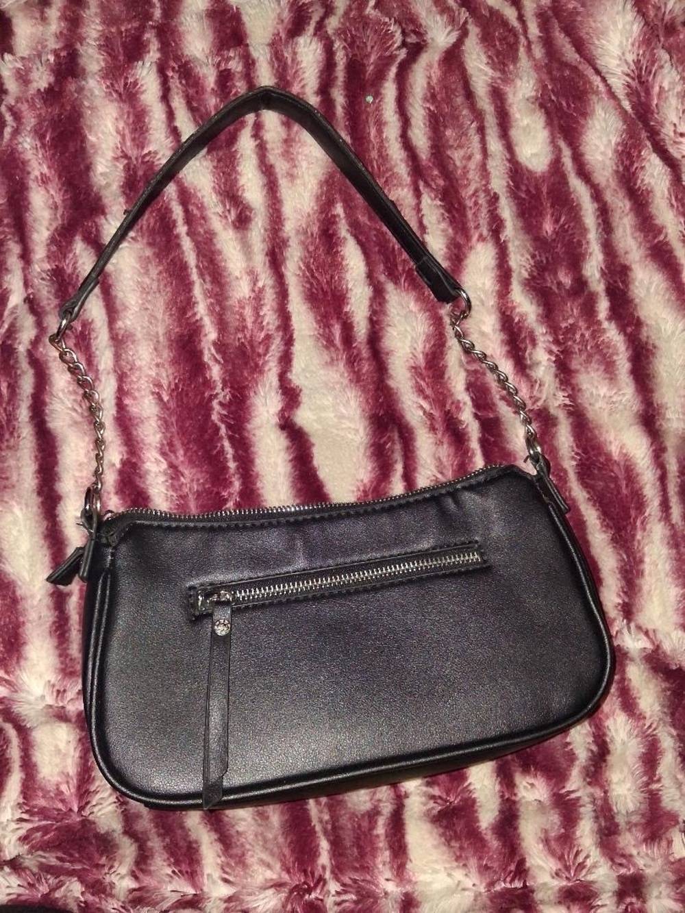 Ed Hardy Black Shoulder Bag with Chain Accent